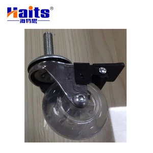 High quality pin style transparent rubber caster wheel with brake