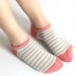 High quality soft striped happy online black and yellow ankle socks women