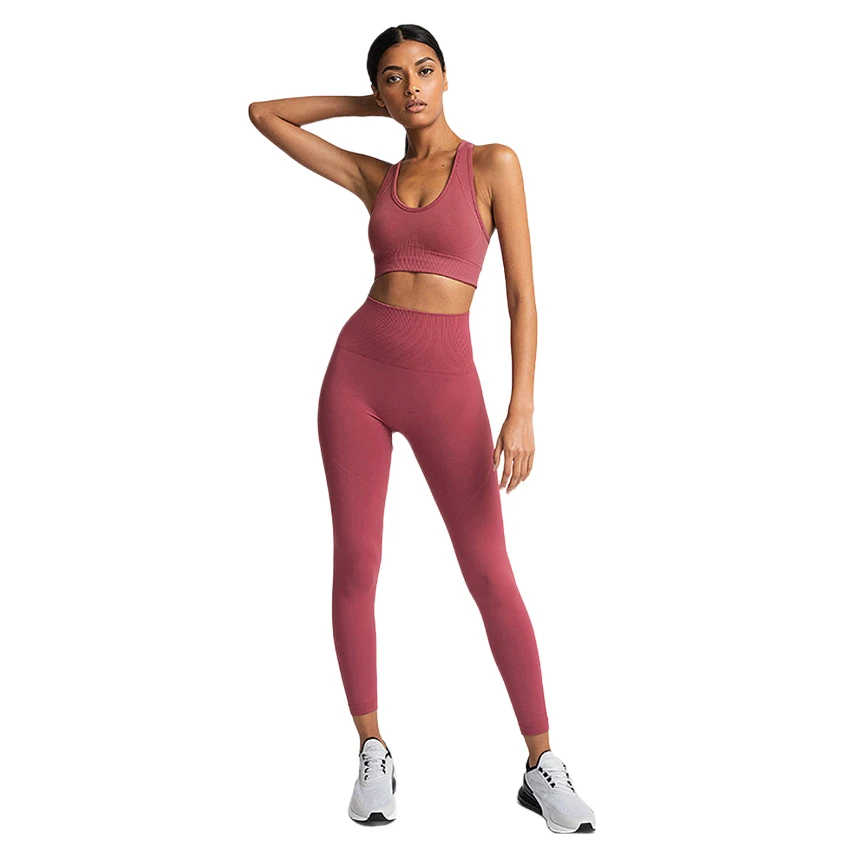 High Quality Solid Sweat Wicking Seamless Yoga Set Multi Colors Gym Sport Wear Women Yoga Legging Sets