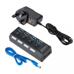 High Speed usb 3.0 hub with Power Adapter usb hub for MacBook Laptop PC Factory price  4 port usb hub