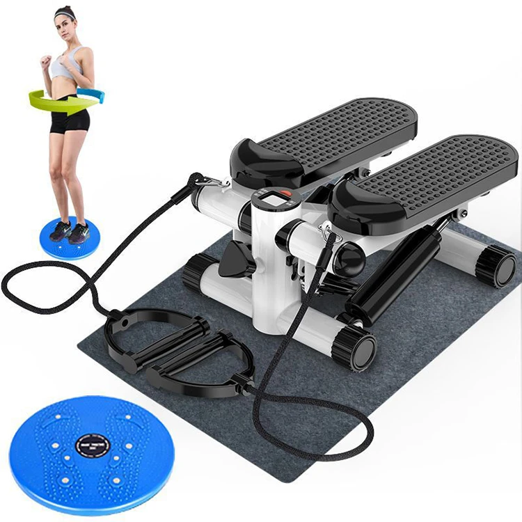 Home and Gym equipment Mini Exercise Stepper Foot Pedal Exercise physical therapy rehab training with resistance bands