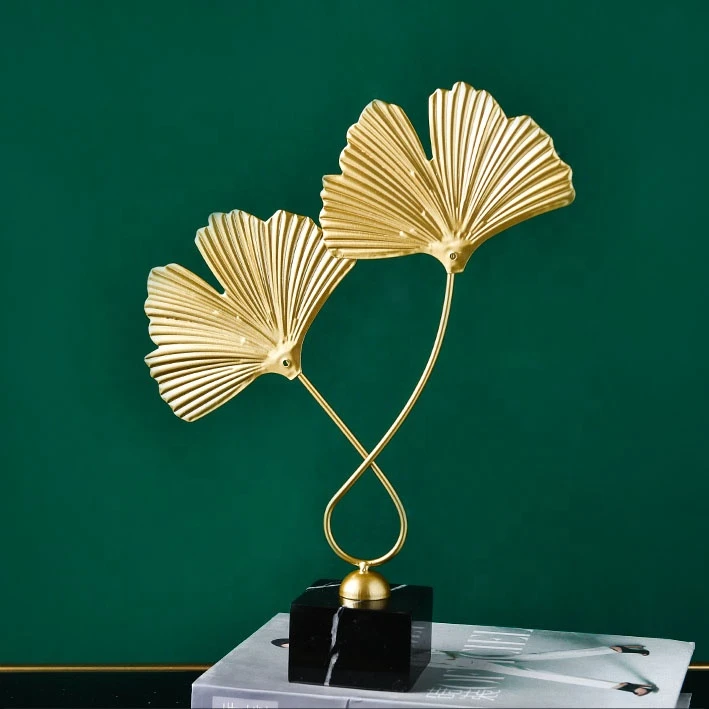 Home Decor Interior Modern Table Living Room Gold Flamingo Accessories Other Luxury abstract ginkgo Leaves Decoration Home Decor