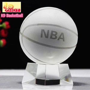 Home Decoration Ornament Sports Ball Crystal Glass Basketball