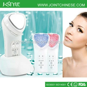 Home use Rechargeable 3 in 1 IPL LED light photon galvanic microcurrent facial beauty hot and cold steamer