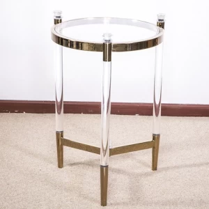HOMESWEET Top Supplier Clear Acrylic Coffee Table  Metal Gold Table Legs Clear Acrylic Side Bedside Acrylic End Table