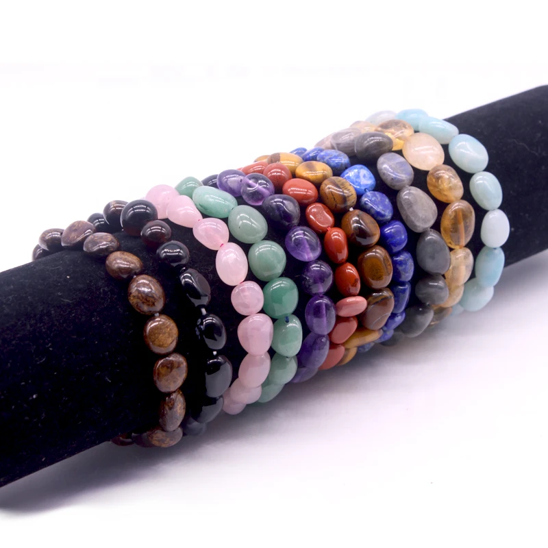 Hot selling black onyx smooth oval beads chakra bracelet healing energy natural raw stone stretch charm bracelet wholesale