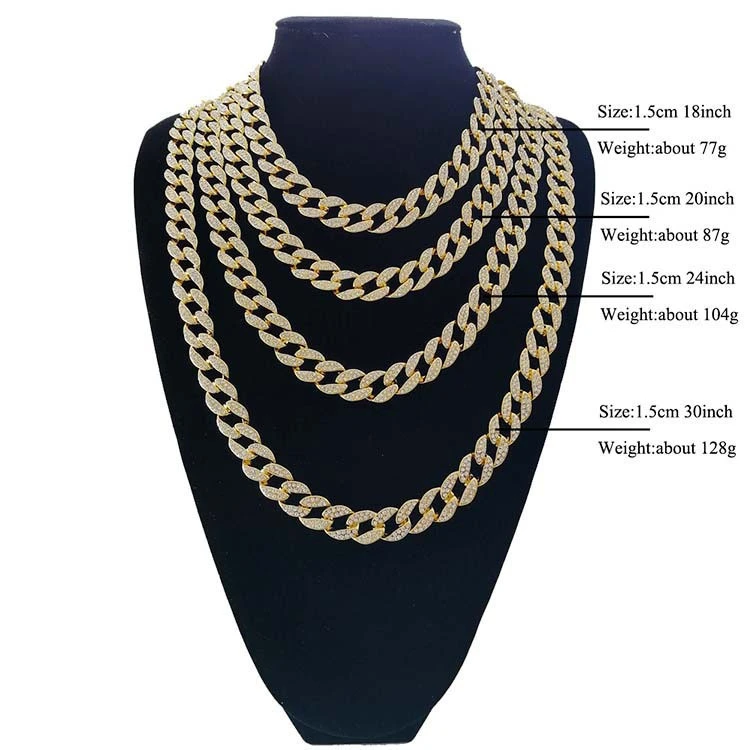 Hot Selling Wholesale Hip Hop Jewelry Gold Cuban Link Chain Necklace