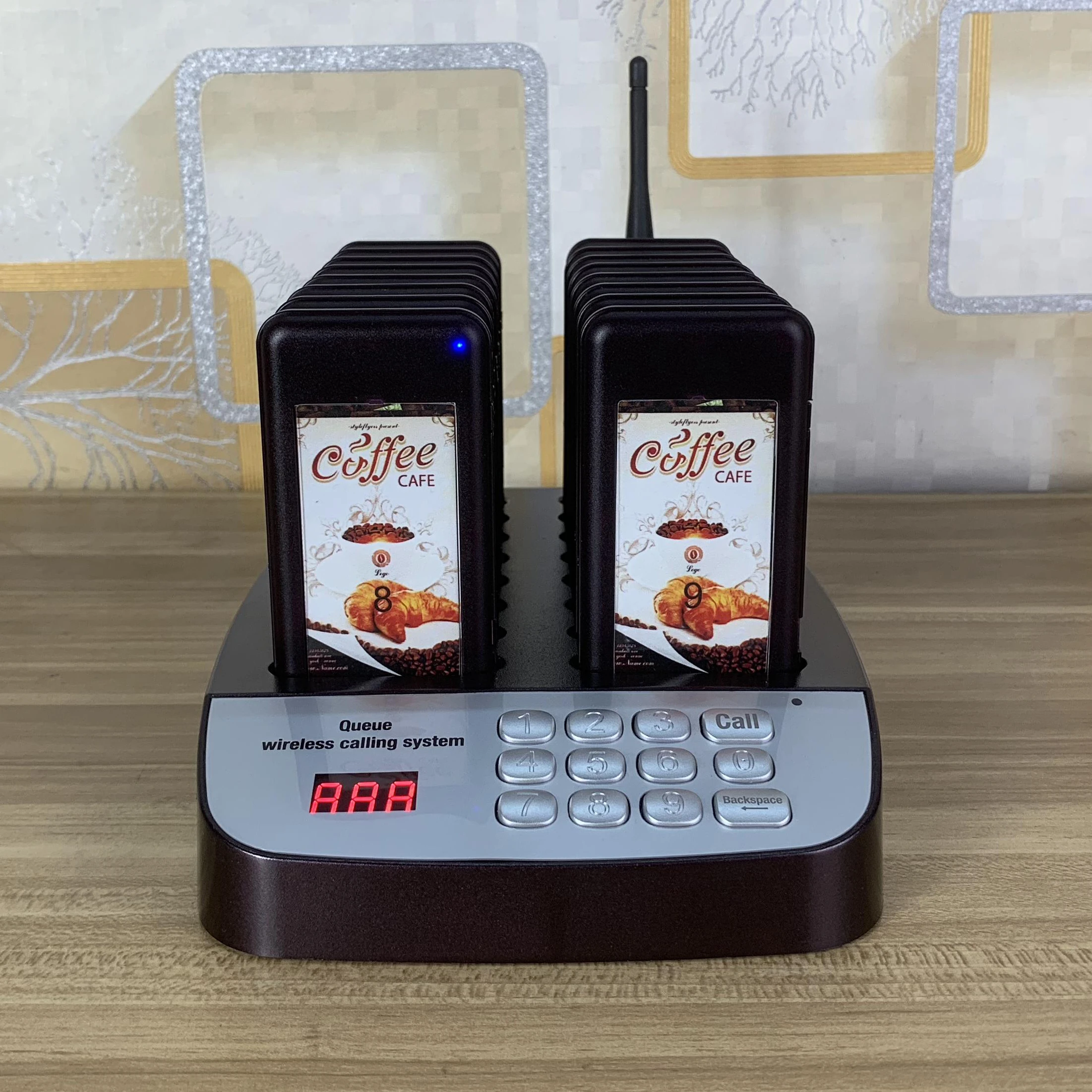 Hot sold queue number system for restaurant queue coster pager device coffee shop with16 vibrators
