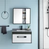 Hotel single sink wall hung bathroom vanity led mirror cabinet storage