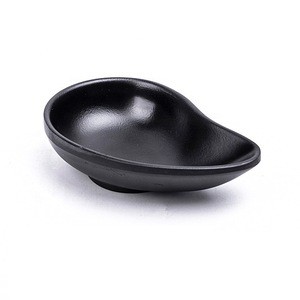 irregular shaped melamine plastic black japanese korean restaurant soy sauce small dipping dish