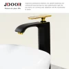 JDOOR High quality Black Gold Brass Basin Faucet Tall Bathroom Single Handle Single Hole Basin Tap Hot Cold Mixer Tap