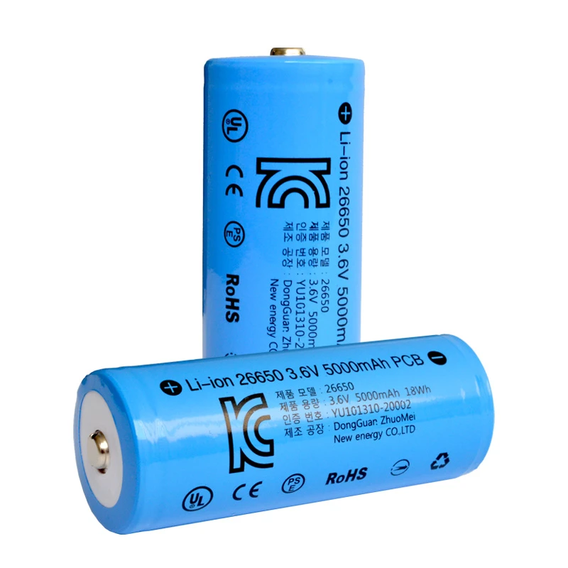 KC Certificate high capacity 5000mAh 3.7v 3C Power Lithium li-ion batteries cell 26650 li ion Rechargeable battery with PCM