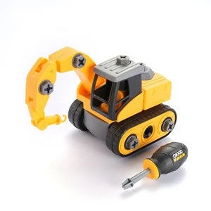 kids assemble vehicle arm crane toys engineering intelligent diy model car toy for sale