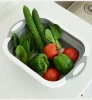 Kitchen sink foldable cutting board removable chopping blocks drain washing basket shelf plastic silicone folding cutting board