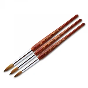 Kolinsky nail art brush pen customized real mahogany crystal Nail brush Red wood mink carving gel pen