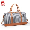 Ladies Travel bag Canvas Striped Shoulder Sport Duffel Bag