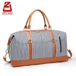 Ladies Travel bag Canvas Striped Shoulder Sport Duffel Bag