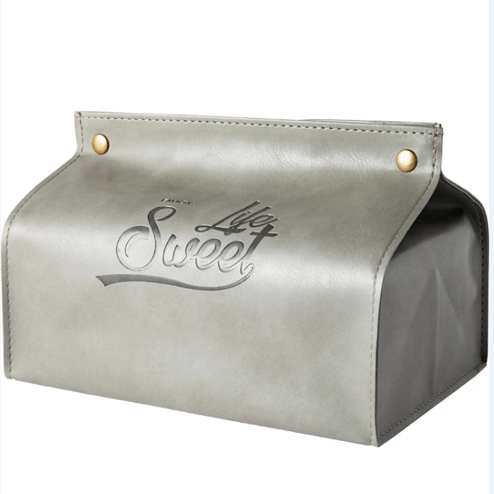 Leather tissue cover holder PU leather tissue box