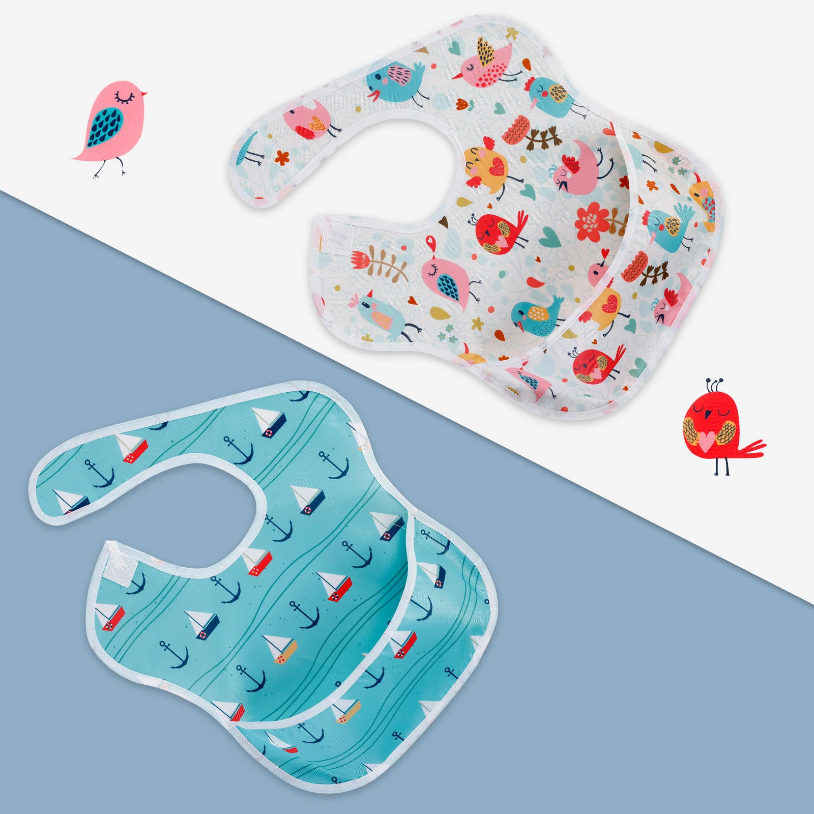Light Weight Baby Bib, Waterproof Washable Stain Oil and Odor Resistant 3-36 Months