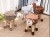 Import Living room furnitures modern style sofa footstool faux long fur round kids stools ottoman with wooden legs from China