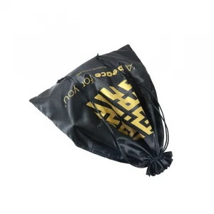 Logo Custom Drawstring Dust Cover Ribbon Cord Satin Bag For Luxury