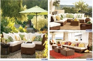 Long-lasting Garden furniture New design rattan Sofa/lounge Colorful wicker outdoor furniture FCO-2084/83