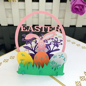 lovely rabbit and egg 3d pop up greeting card for easter day