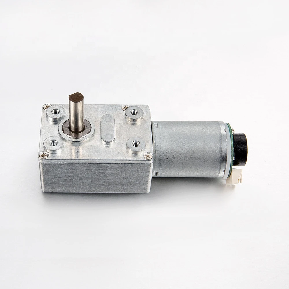 Low Speed 46*32mm 12V 24V  Electric Power Turbo Reducer Worm Geared Reversible DC Motor With Encoder