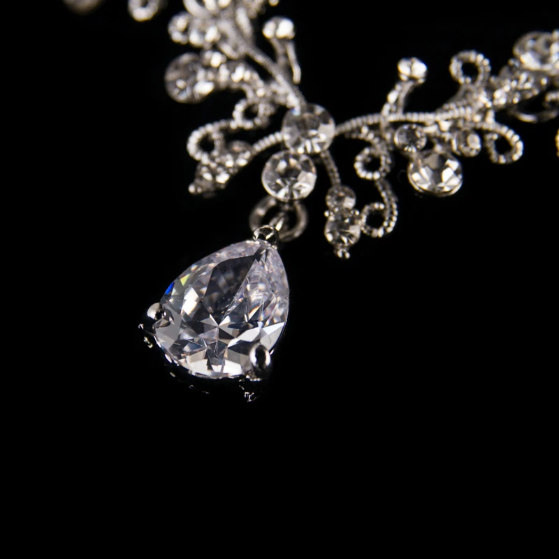 LUOXIN Women Cubic Zircon Wedding Jewelry Gift Bridal Accessories Earring Necklace Set