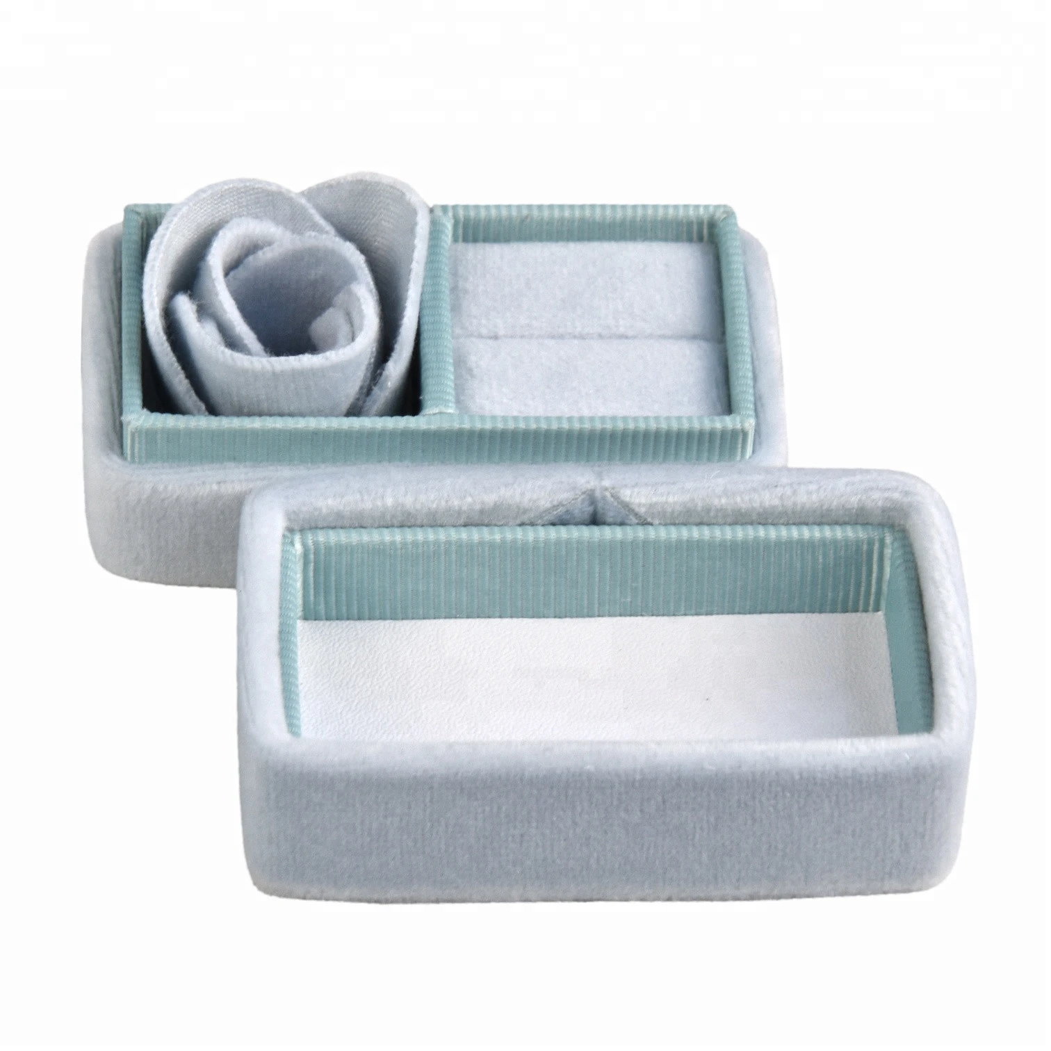 Luxury high-quaity rectangle fashionable handcrafted custom logo print jewelri  box engag ring gift box in velvet