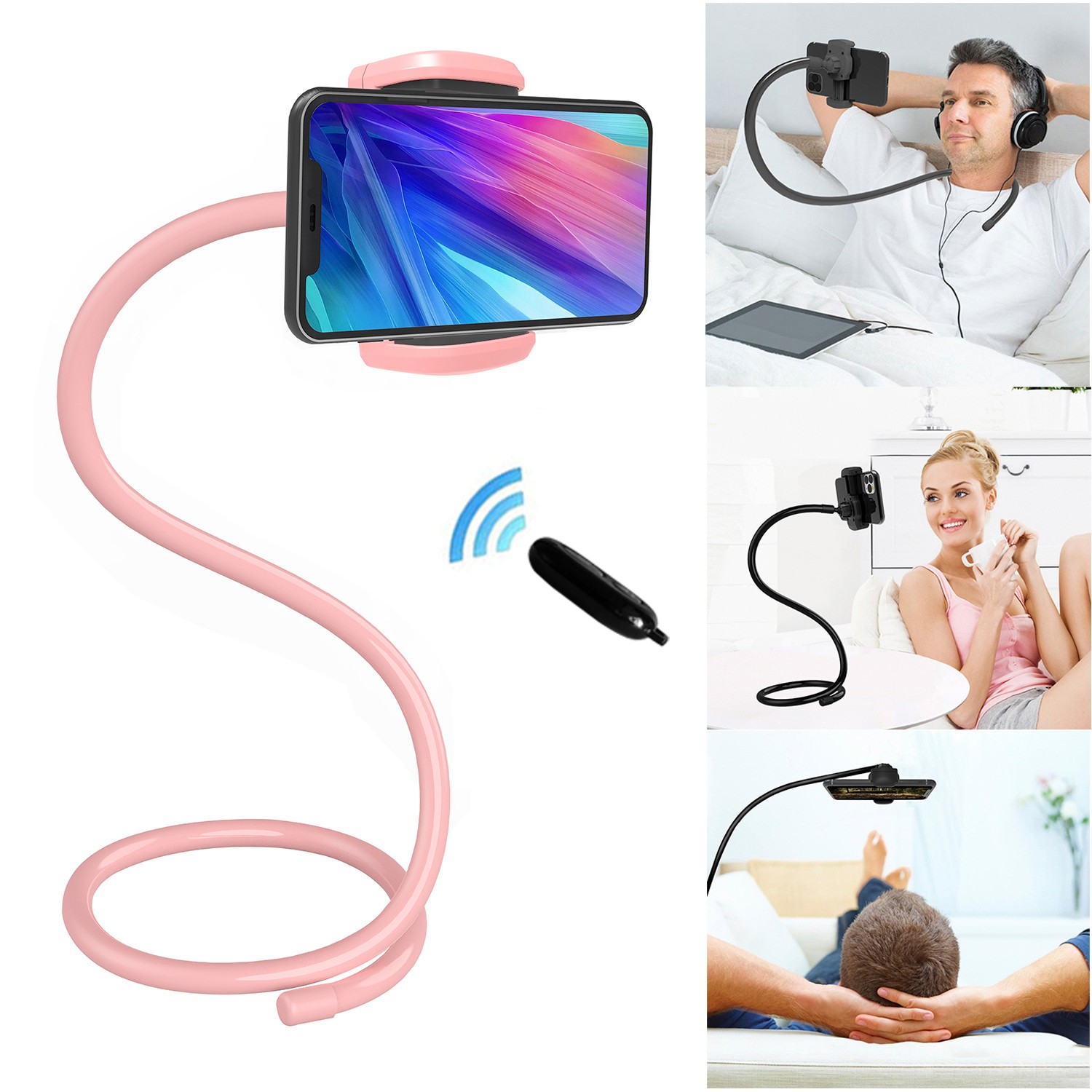 Lykan 360 Degree Rotation Selfie Stick adjustable  neck flexible lazy car cell mobile phone holder stand