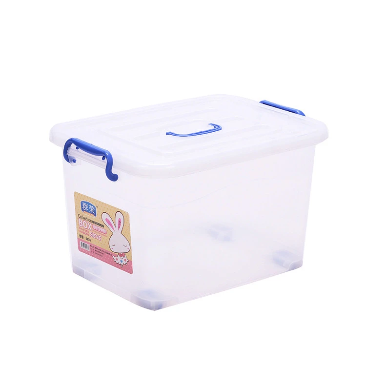 Manufacture 55L Large Clear Plastic Storage Boxes &amp; Bins with wheels