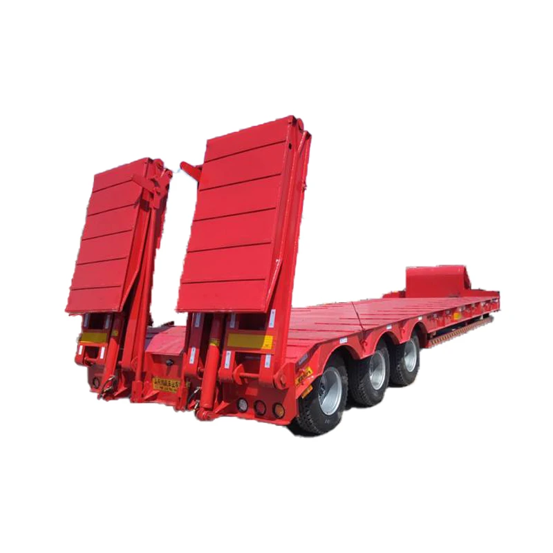 Manufacturer Tri-axle 60 Tons Semi Low Bed Truck Semi Trailer 2021 China Steel
