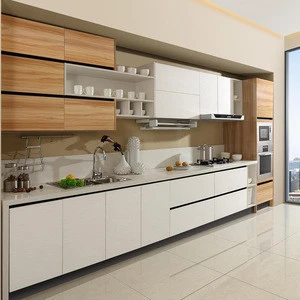 Manufacturers Custom Italian Modern design New Model High gloss White Solid furniture Set RTA PVC MDF Melamine Kitchen Cabinet