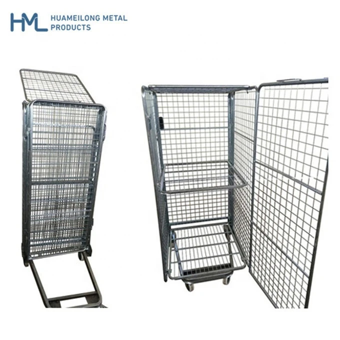 Material handling detachable cargo storage load capacity 500kg wire mesh rolls container de seguridad