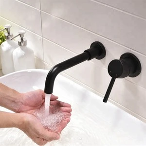 Matte Brass Wall Mounted Basin Faucet Single Handle Bathroom Mixer Tap Hot Cold Sink Faucet Rotation Spout