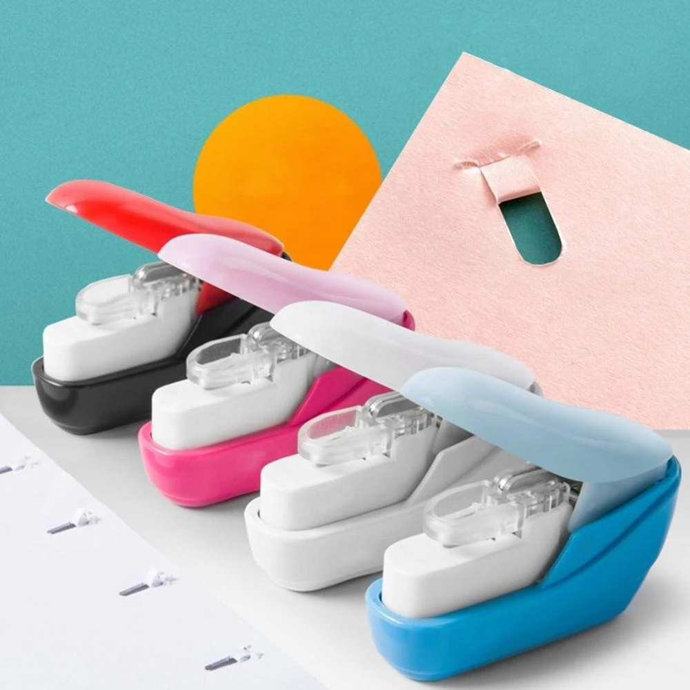 Mini cute eco-friendly book Stapleless stapler without staples for home and office supplies