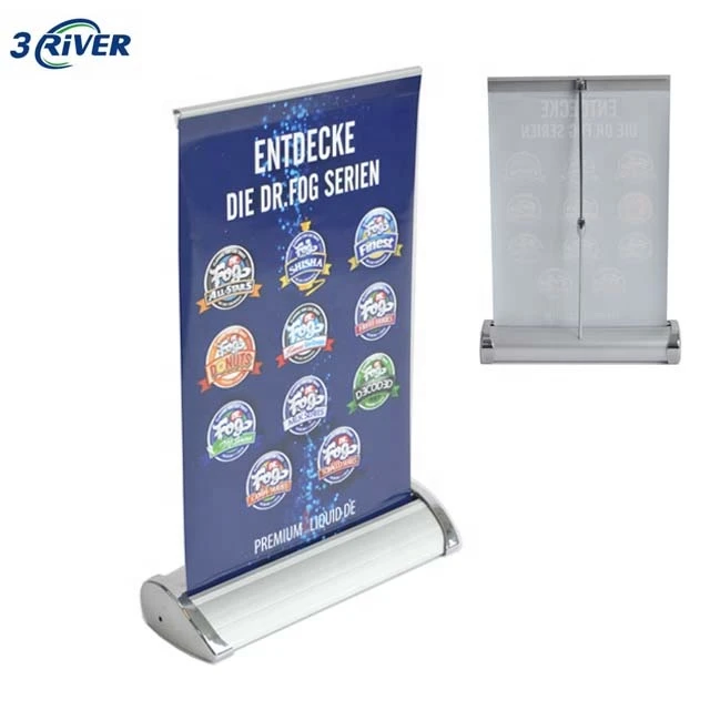 Mini Desktop Tabletop Retractable Roll-up pull up,single sided A4 or A3 poster banner display stand