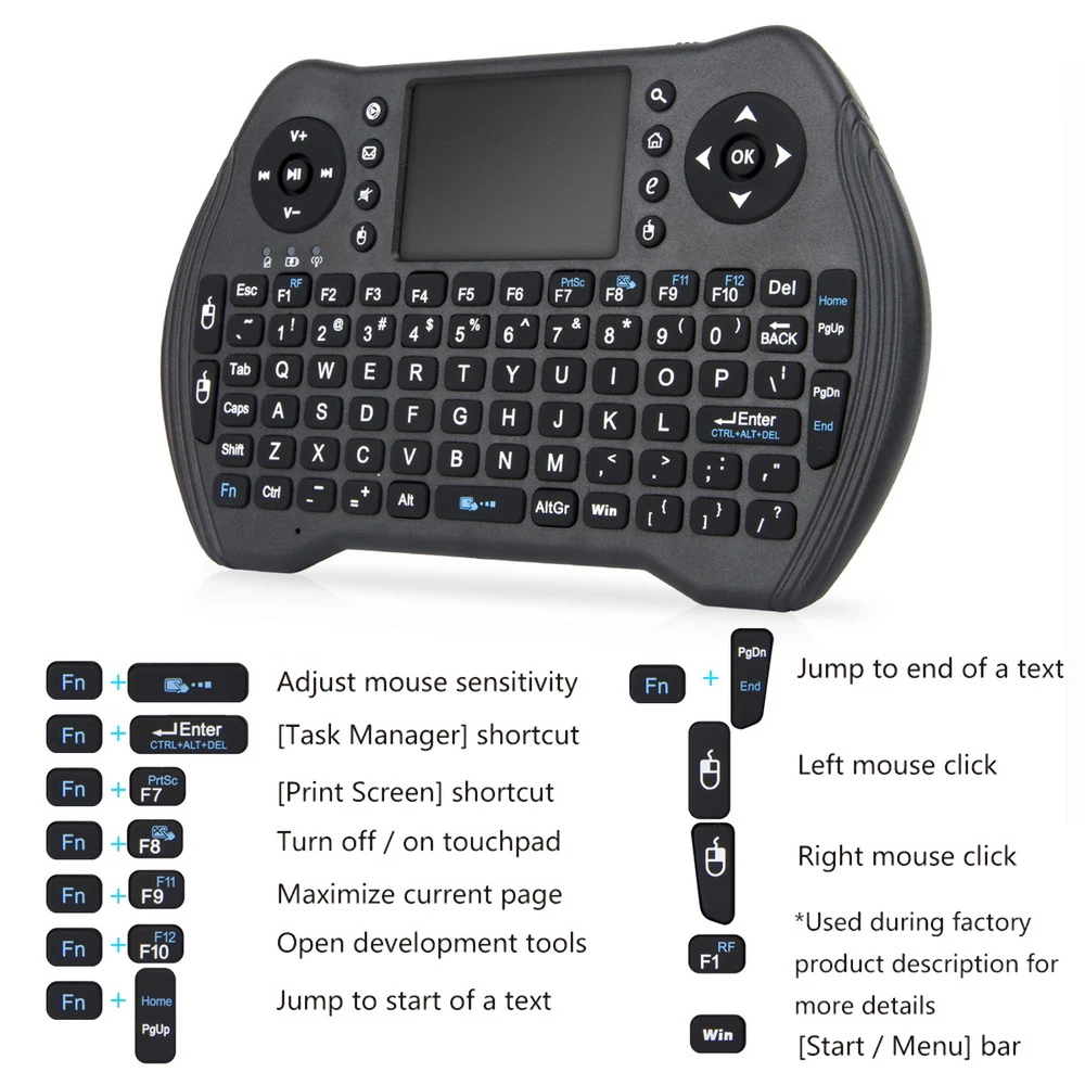 MINI Keyboard MT10 Wireless  2.4GHz USB Air Mouse backlit Touchpad For X96mini/HK1mini/H96 MAX/TX3nini Smart TV BOX