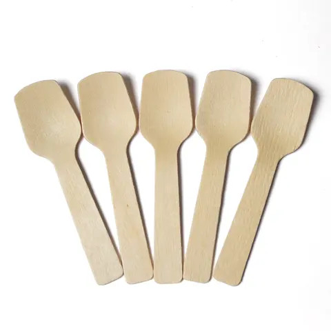 Mini spoon 95mm single-use flatware wooden spoon for meals OEM healthy wooden ice cream spoon