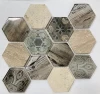 MM Mosaic hex marble stone mix crystal glass stone wall tile mosaic