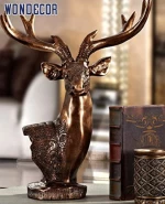 Modern art metal wall hanging decor brass bronze deer head sculpture statue