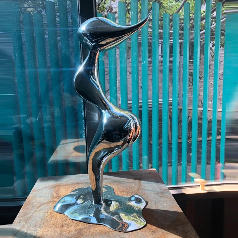 Modern Metal Mermaid Shape Stainless Steel Art Sculpture