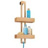 Modern Over The Bath Door Natural Bamboo Bathroom Shower Caddy with 2 Levels Baskets