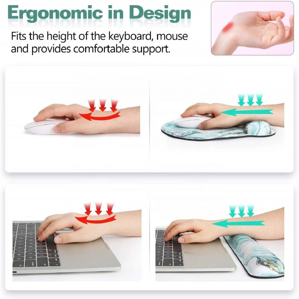 MoKo Ergonomic Raised Memory Foam Keyboard Wrist Rest Pad and Mouse Pad Wrist Support for Office