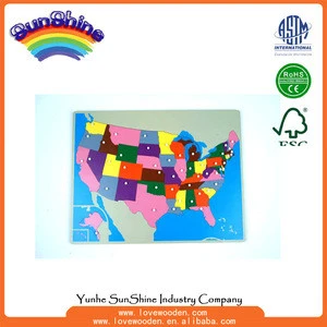 Montessori materials Wood Educational Toys NEW USA Puzzle Map ,geography