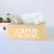 Multifunction Wooden Voice Control Calendar Alarm Clock with Tissue Box