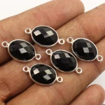 Natural BLACK ONYX Checker Gemstones 925 Sterling Silver Stunning Connectors ! Wholesale Jewelry accessories