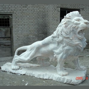 Natural marble statue of outdoor large marble lion stone statue
