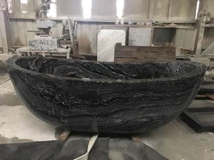 Natural stone bath tub for sale oval black marble bathtub